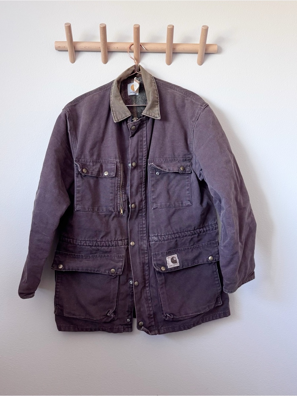 Carhartt Dark Brown Canvas Field Jacket with Corduroy Collar